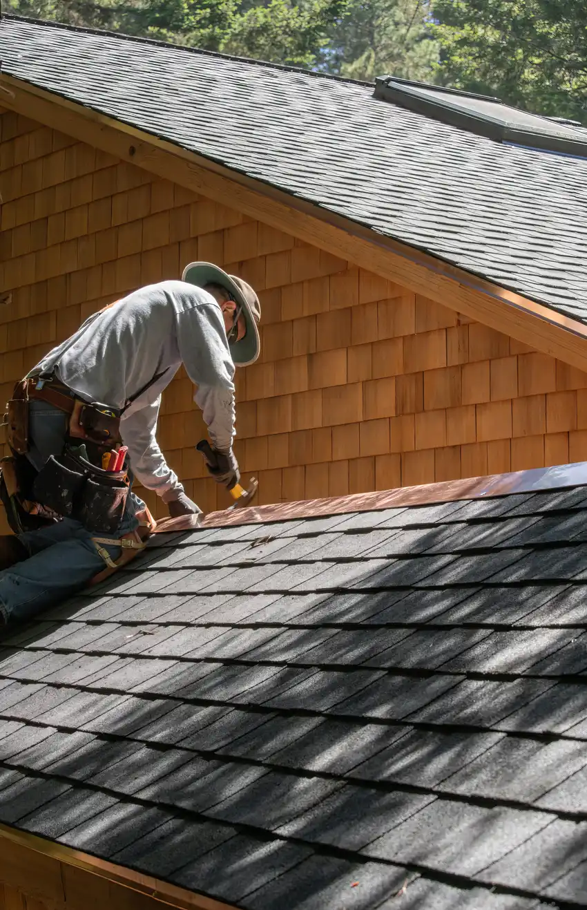 Roofing worker outdoors on a rooftop