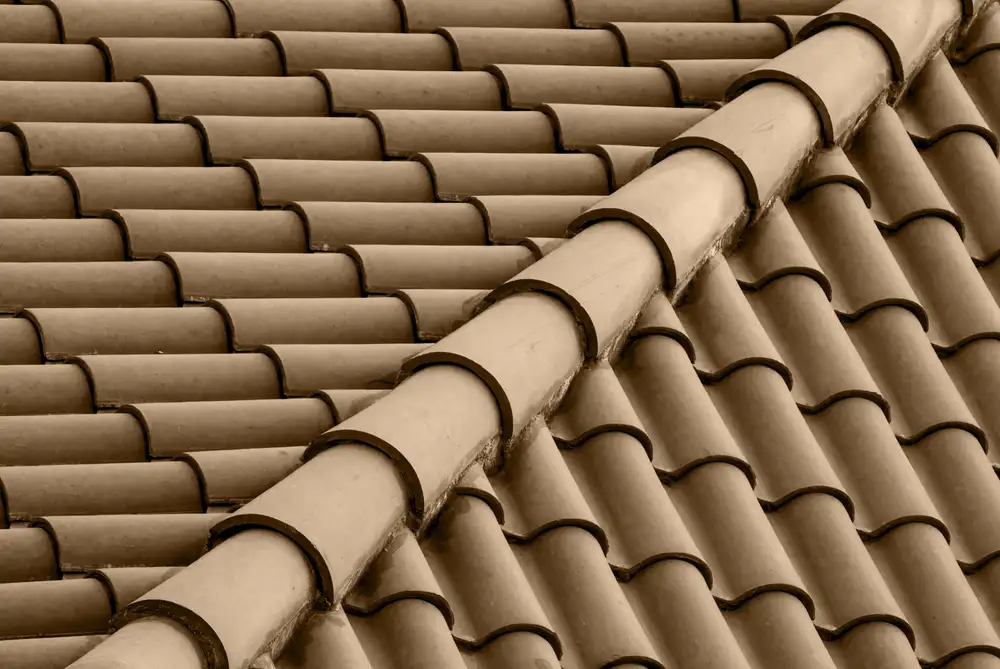Terracotta roof tiles on a rooftop